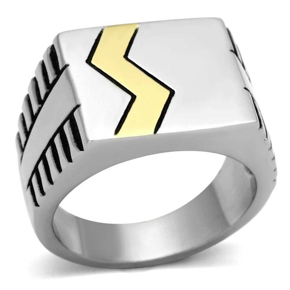 TK950 - Two-Tone IP Gold (Ion Plating) Stainless Steel Ring with Epoxy in Jet - Alamode - Flyclothing LLC