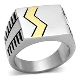 TK950 - Two-Tone IP Gold (Ion Plating) Stainless Steel Ring with Epoxy in Jet - Alamode - Flyclothing LLC