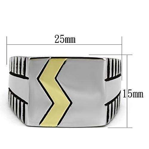 TK950 - Two-Tone IP Gold (Ion Plating) Stainless Steel Ring with Epoxy in Jet - Alamode - Flyclothing LLC