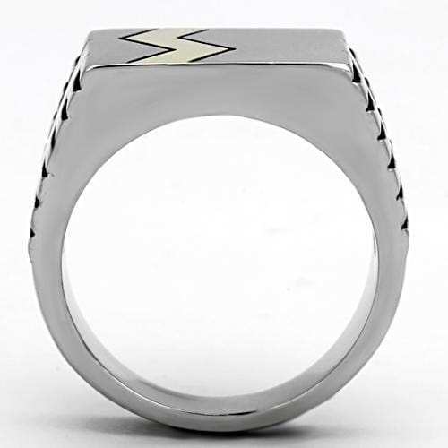 TK950 - Two-Tone IP Gold (Ion Plating) Stainless Steel Ring with Epoxy in Jet - Alamode - Flyclothing LLC