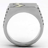 TK950 - Two-Tone IP Gold (Ion Plating) Stainless Steel Ring with Epoxy in Jet - Alamode - Flyclothing LLC