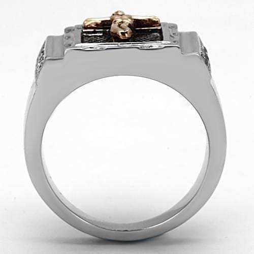 TK951 - Two-Tone IP Rose Gold Stainless Steel Ring with AAA Grade CZ in Clear - Alamode - Flyclothing LLC