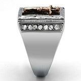 TK951 - Two-Tone IP Rose Gold Stainless Steel Ring with AAA Grade CZ in Clear - Alamode - Flyclothing LLC
