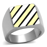 TK952 - Two-Tone IP Gold (Ion Plating) Stainless Steel Ring with No Stone - Alamode - Flyclothing LLC