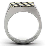 TK952 - Two-Tone IP Gold (Ion Plating) Stainless Steel Ring with No Stone - Alamode - Flyclothing LLC