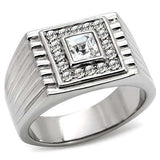 TK95312 - High polished (no plating) Stainless Steel Ring with Top Grade Crystal in Clear - Alamode - Flyclothing LLC