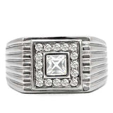 TK95312 - High polished (no plating) Stainless Steel Ring with Top Grade Crystal in Clear - Alamode - Flyclothing LLC