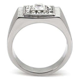 TK95312 - High polished (no plating) Stainless Steel Ring with Top Grade Crystal in Clear - Alamode - Flyclothing LLC