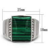 TK953 - High polished (no plating) Stainless Steel Ring with Synthetic MALACHITE in Emerald - Alamode - Flyclothing LLC