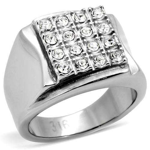 TK95409 - High polished (no plating) Stainless Steel Ring with Top Grade Crystal in Clear - Alamode - Flyclothing LLC