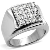 TK95409 - High polished (no plating) Stainless Steel Ring with Top Grade Crystal in Clear - Alamode - Flyclothing LLC