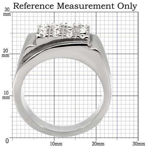 TK95409 - High polished (no plating) Stainless Steel Ring with Top Grade Crystal in Clear - Alamode - Flyclothing LLC