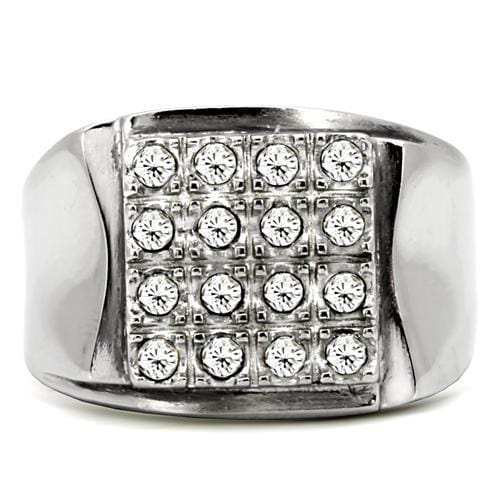 TK95409 - High polished (no plating) Stainless Steel Ring with Top Grade Crystal in Clear - Alamode - Flyclothing LLC