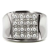 TK95409 - High polished (no plating) Stainless Steel Ring with Top Grade Crystal in Clear - Alamode - Flyclothing LLC