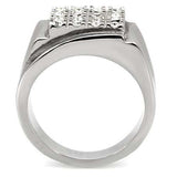TK95409 - High polished (no plating) Stainless Steel Ring with Top Grade Crystal in Clear - Alamode - Flyclothing LLC