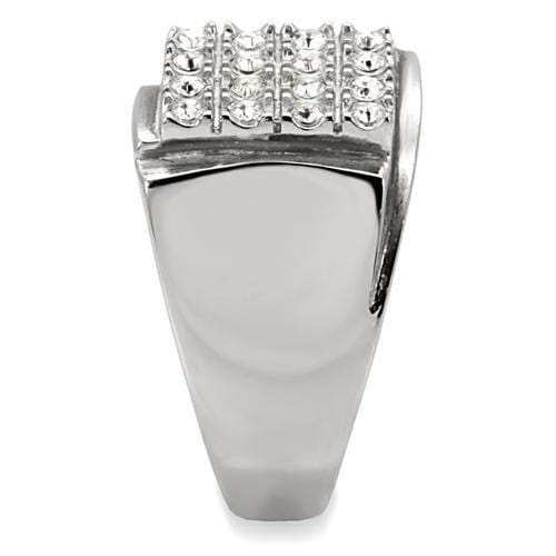 TK95409 - High polished (no plating) Stainless Steel Ring with Top Grade Crystal in Clear - Alamode - Flyclothing LLC