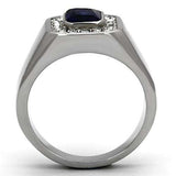 TK954 - High polished (no plating) Stainless Steel Ring with Synthetic Synthetic Glass in Montana - Alamode - Flyclothing LLC