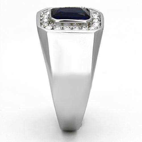 TK954 - High polished (no plating) Stainless Steel Ring with Synthetic Synthetic Glass in Montana - Alamode - Flyclothing LLC