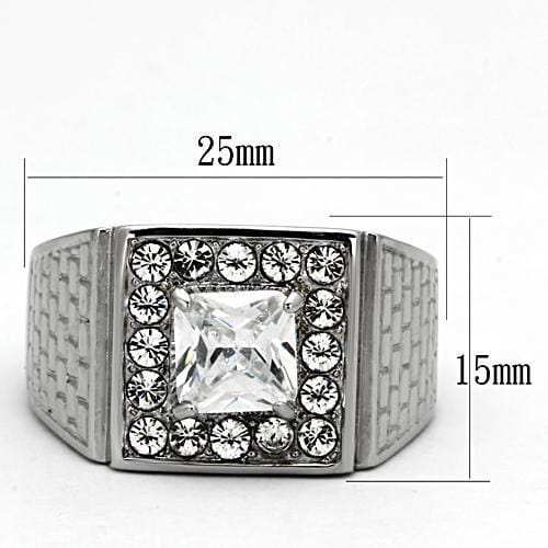 TK955 - High polished (no plating) Stainless Steel Ring with AAA Grade CZ in Clear - Alamode - Flyclothing LLC