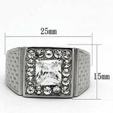 TK955 - High polished (no plating) Stainless Steel Ring with AAA Grade CZ in Clear - Alamode - Flyclothing LLC