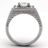 TK955 - High polished (no plating) Stainless Steel Ring with AAA Grade CZ in Clear - Alamode - Flyclothing LLC