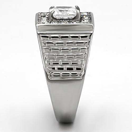 TK955 - High polished (no plating) Stainless Steel Ring with AAA Grade CZ in Clear - Alamode - Flyclothing LLC