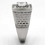 TK955 - High polished (no plating) Stainless Steel Ring with AAA Grade CZ in Clear - Alamode - Flyclothing LLC
