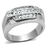 TK956 - High polished (no plating) Stainless Steel Ring with Top Grade Crystal in Clear - Alamode - Flyclothing LLC