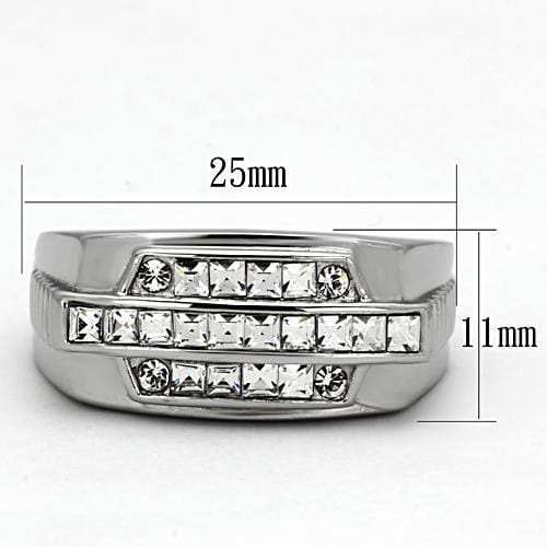 TK956 - High polished (no plating) Stainless Steel Ring with Top Grade Crystal in Clear - Alamode - Flyclothing LLC