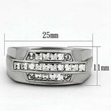 TK956 - High polished (no plating) Stainless Steel Ring with Top Grade Crystal in Clear - Alamode - Flyclothing LLC