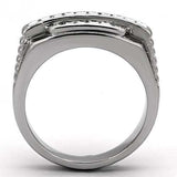 TK956 - High polished (no plating) Stainless Steel Ring with Top Grade Crystal in Clear - Alamode - Flyclothing LLC