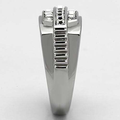TK956 - High polished (no plating) Stainless Steel Ring with Top Grade Crystal in Clear - Alamode - Flyclothing LLC