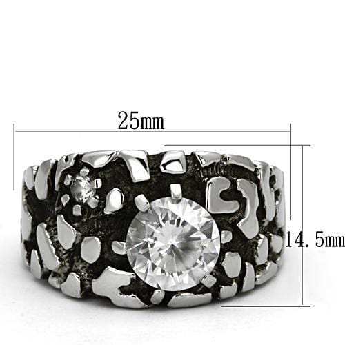 TK958 - High polished (no plating) Stainless Steel Ring with AAA Grade CZ in Clear - Alamode - Flyclothing LLC