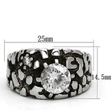 TK958 - High polished (no plating) Stainless Steel Ring with AAA Grade CZ in Clear - Alamode - Flyclothing LLC