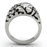 TK958 - High polished (no plating) Stainless Steel Ring with AAA Grade CZ in Clear - Alamode - Flyclothing LLC