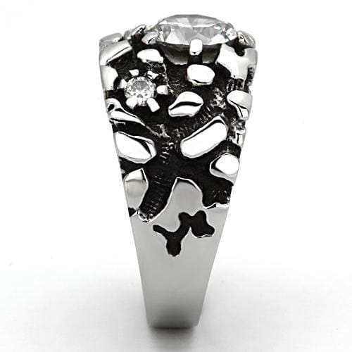 TK958 - High polished (no plating) Stainless Steel Ring with AAA Grade CZ in Clear - Alamode - Flyclothing LLC