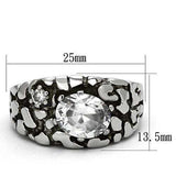 TK959 - High polished (no plating) Stainless Steel Ring with AAA Grade CZ in Clear - Alamode - Flyclothing LLC