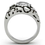 TK959 - High polished (no plating) Stainless Steel Ring with AAA Grade CZ in Clear - Alamode - Flyclothing LLC
