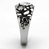 TK959 - High polished (no plating) Stainless Steel Ring with AAA Grade CZ in Clear - Alamode - Flyclothing LLC