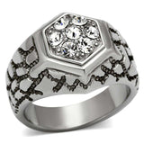 TK960 - High polished (no plating) Stainless Steel Ring with Top Grade Crystal in Clear - Alamode - Flyclothing LLC