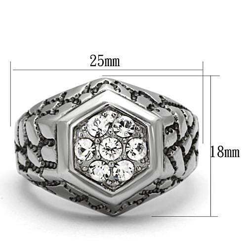TK960 - High polished (no plating) Stainless Steel Ring with Top Grade Crystal in Clear - Alamode - Flyclothing LLC