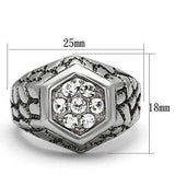 TK960 - High polished (no plating) Stainless Steel Ring with Top Grade Crystal in Clear - Alamode - Flyclothing LLC
