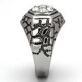 TK960 - High polished (no plating) Stainless Steel Ring with Top Grade Crystal in Clear - Alamode - Flyclothing LLC