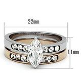 TK965 - Two-Tone IP Rose Gold Stainless Steel Ring with AAA Grade CZ in Clear - Alamode - Flyclothing LLC