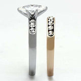 TK965 - Two-Tone IP Rose Gold Stainless Steel Ring with AAA Grade CZ in Clear - Alamode - Flyclothing LLC