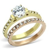 TK968 - IP Gold & IP Rose Gold (Ion Plating) Stainless Steel Ring with AAA Grade CZ in Clear - Alamode - Flyclothing LLC
