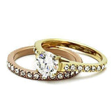 TK968 - IP Gold & IP Rose Gold (Ion Plating) Stainless Steel Ring with AAA Grade CZ in Clear - Alamode - Flyclothing LLC