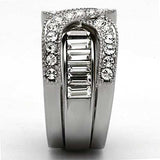 TK970 - High polished (no plating) Stainless Steel Ring with Top Grade Crystal in Clear - Alamode - Flyclothing LLC