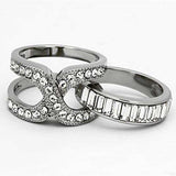 TK970 - High polished (no plating) Stainless Steel Ring with Top Grade Crystal in Clear - Alamode - Flyclothing LLC