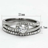 TK971 - High polished (no plating) Stainless Steel Ring with AAA Grade CZ in Clear - Alamode - Flyclothing LLC